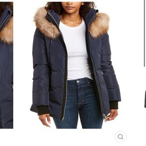 Nicole Benisti Zermatt Leather Trim Navy Coat